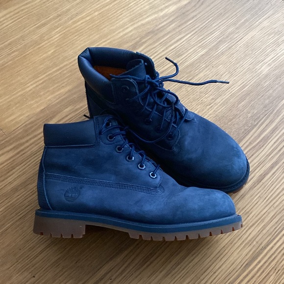 Timberland Big Kids Boys Blue Premium Waterproof Construction Boots Size 3 - Picture 3 of 5